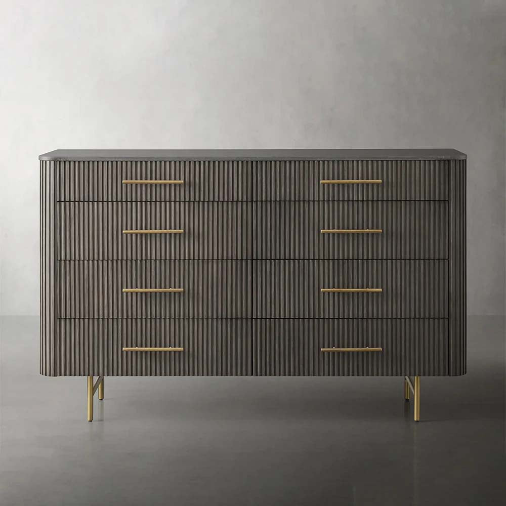 Finnley Wood Eight-Drawer Dresser with Marble or Bluestone Top Rural Chest Of 8 Drawers Cabinet