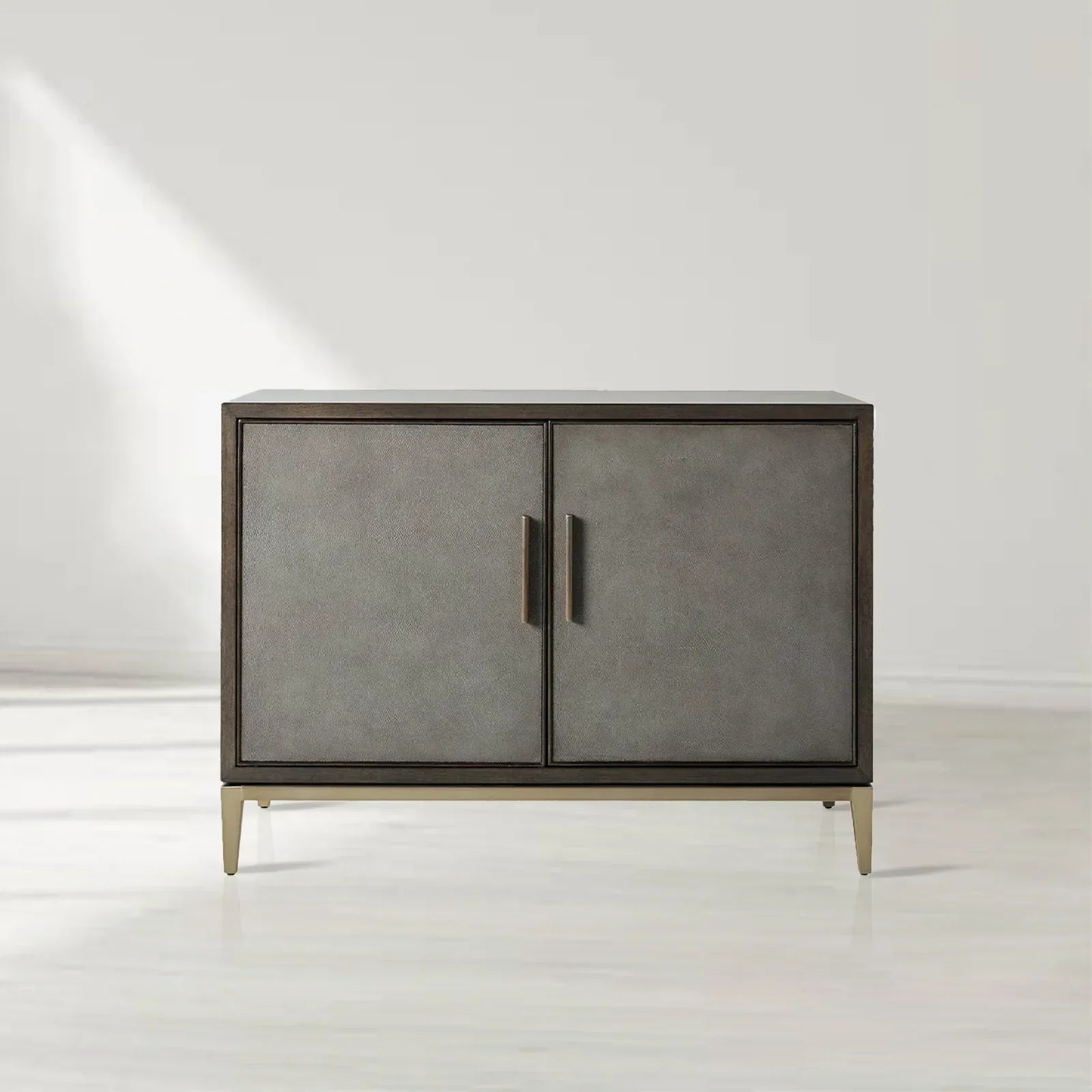Malone Two-Door Wood Buffet Cabinet Sideboard With Leather Accents
