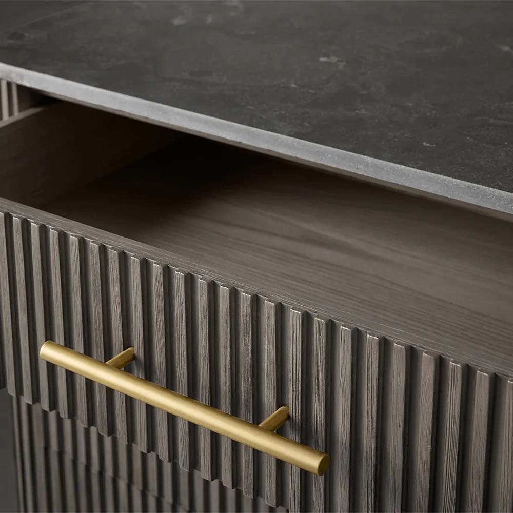 Finnley Wood Eight-Drawer Dresser with Marble or Bluestone Top Rural Chest Of 8 Drawers Cabinet