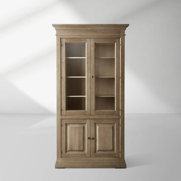 Tuscany Italian Crafted Wood Display Storage Cabinet With Glass Door