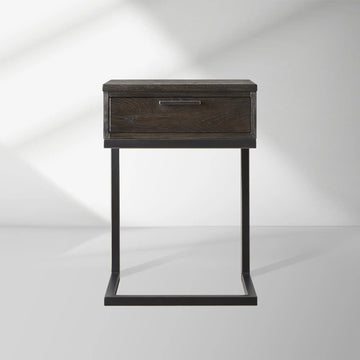 Palmer Wood Storage Nightstand Sleek Iron Frame Night side Table