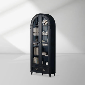 Hattie II Glass tall Display Cabinet Wood Classical European Design