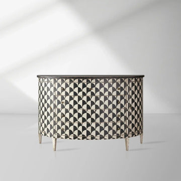 Andretta solid poplar wood drawer Cabinet With black and white geometric motif