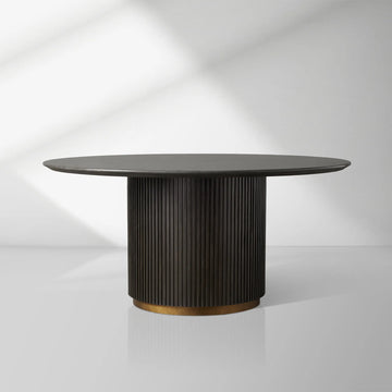 Finnley Round Wood Dining Table With Carrara Marble or Bluestone Top