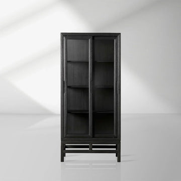 Avenue Ash Wood Display Cabinet with Sliding Glass Doors
