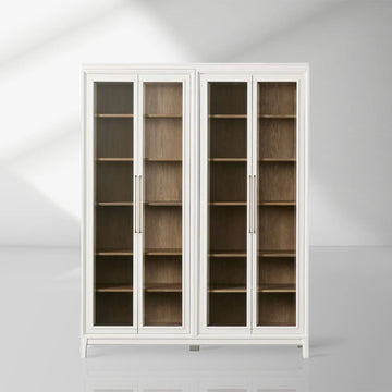 Rowan Modular Wood Tall Display Cabinet With Glass Doors