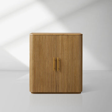 Finnley Wood Bar Cabinet with Metal Base