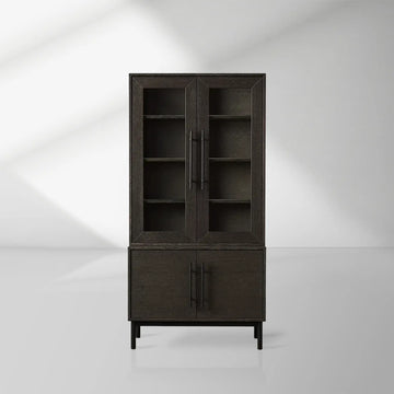 Sullivan Oak Wood Rustic Display Cabinet