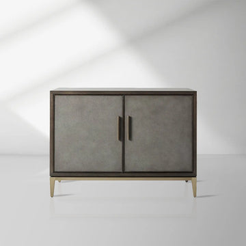 Malone Two-Door Wood Buffet Cabinet Sideboard With Leather Accents