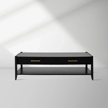 Lewis 56" Modern Coffee Table Wood Sofa Center Tea Table with Fluted Drawers