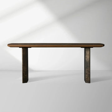 Polanco Ash Entrance Console Wood Hallway Entryway Table With Steel Base