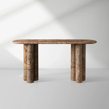 Serafin Natural Stone Entryway Console Table Vintage Hallway Entrance Table With column legs
