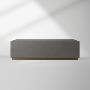 Malone Rectangular Leather Coffee Table Modern Steel Base Cocktail Table Living Room Wood Center Tea Table
