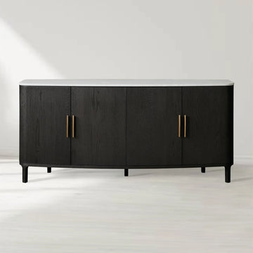 Danny Marble Top Sideboard Oak Wood Buffet Buffet Table Cabinet Country Entryways TV Cabinet