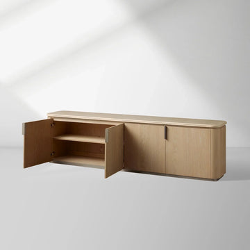 Caden Stone Top TV Stand Media Console Side Cabinet Television Storage Unit Wood Sideboard