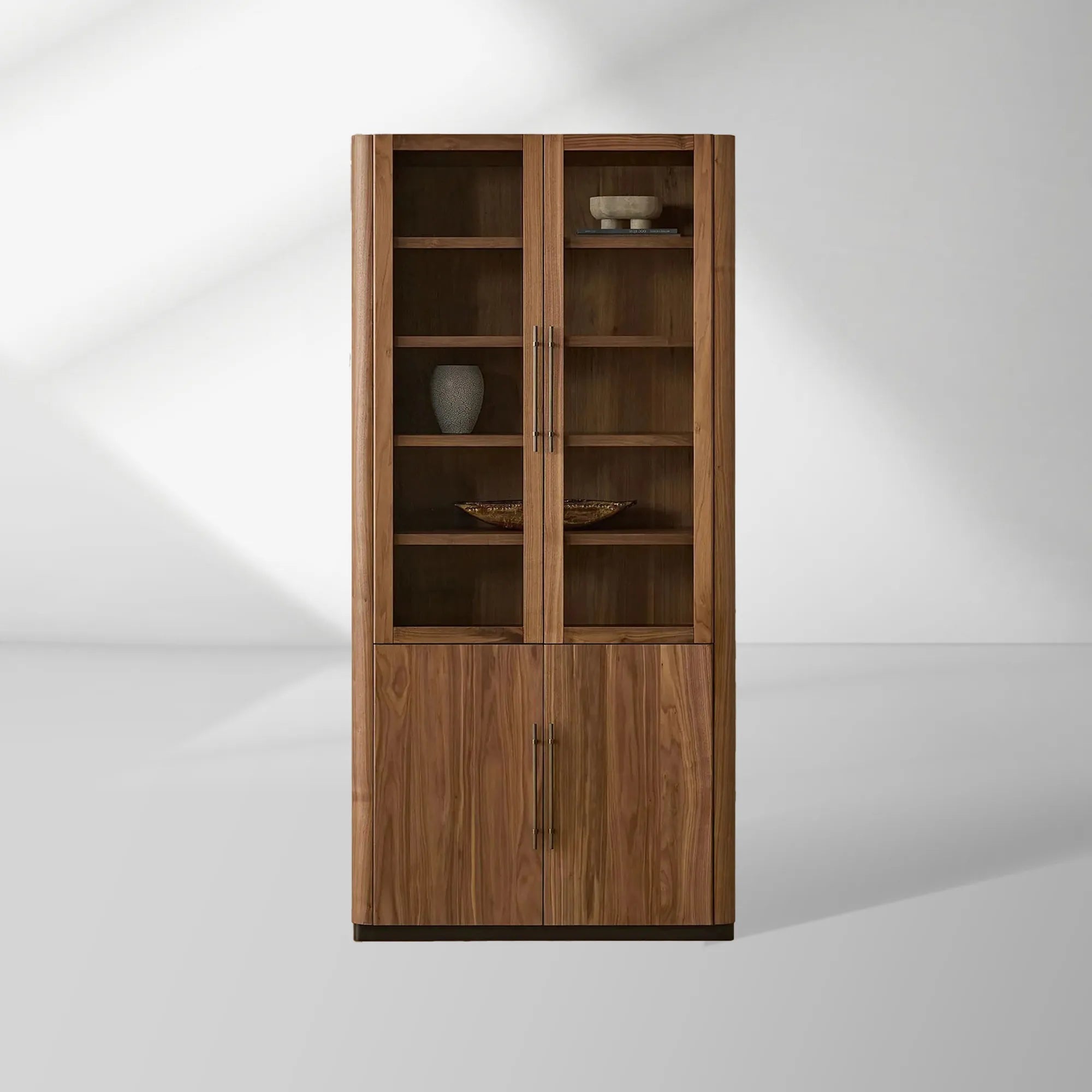 Piermont Glass Door Display Storage Cabinet Bookcase Wood Tall Curio Cabinet Dining side China Cabinet