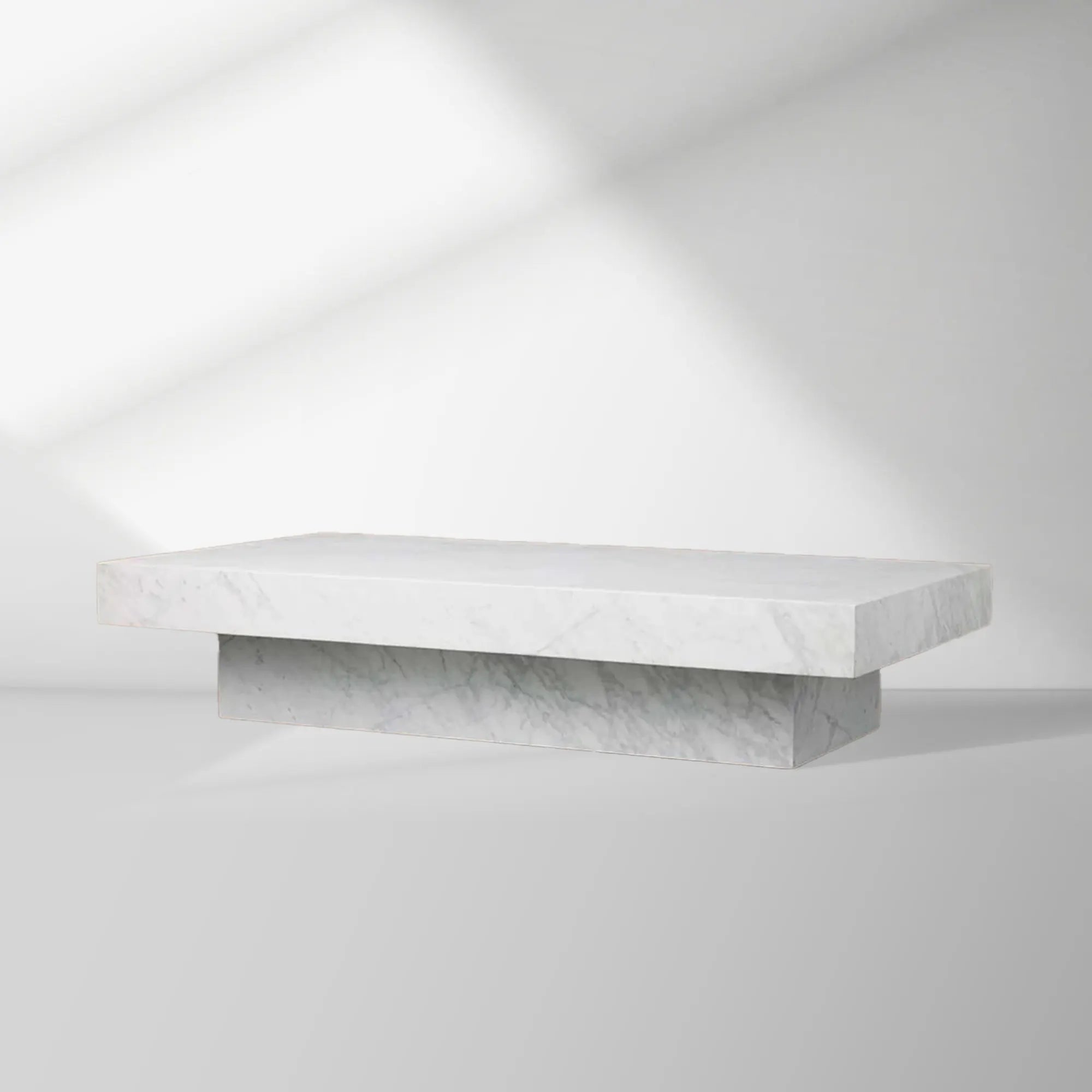 Cinzia Rectangle Stone Coffee Table Natural Marble Cocktail Table Plinth Base Sofa Center Tea Table
