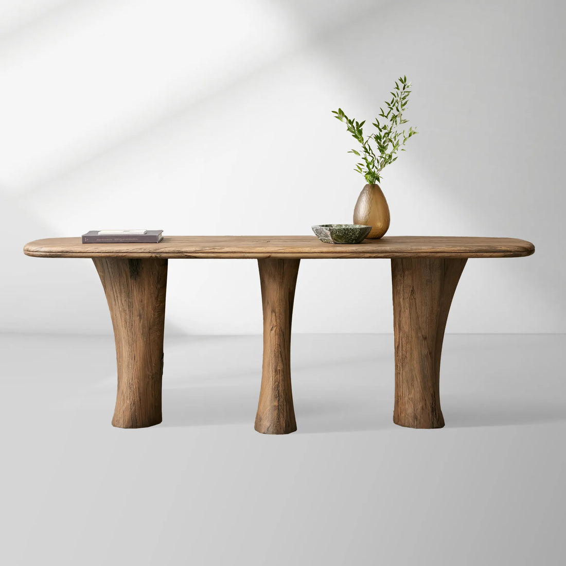 Soumaya Primavera Top Entryway Console Table Mahogany Legs Wood Hallway Entrance Table