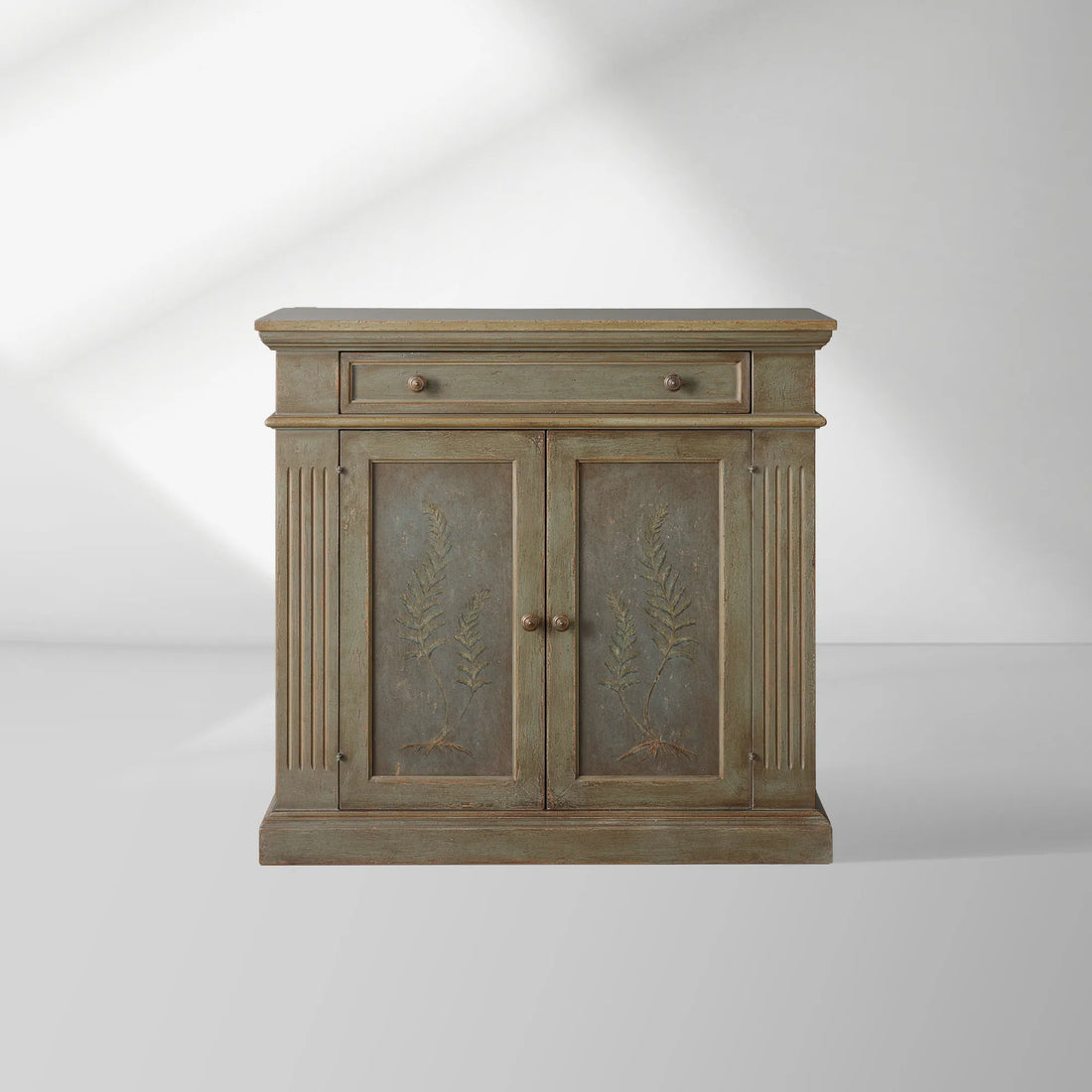 Cosetta Antique Ltalian Sideboard Fern Motif Buffet Table Living Room Wood Entryways Cabinet