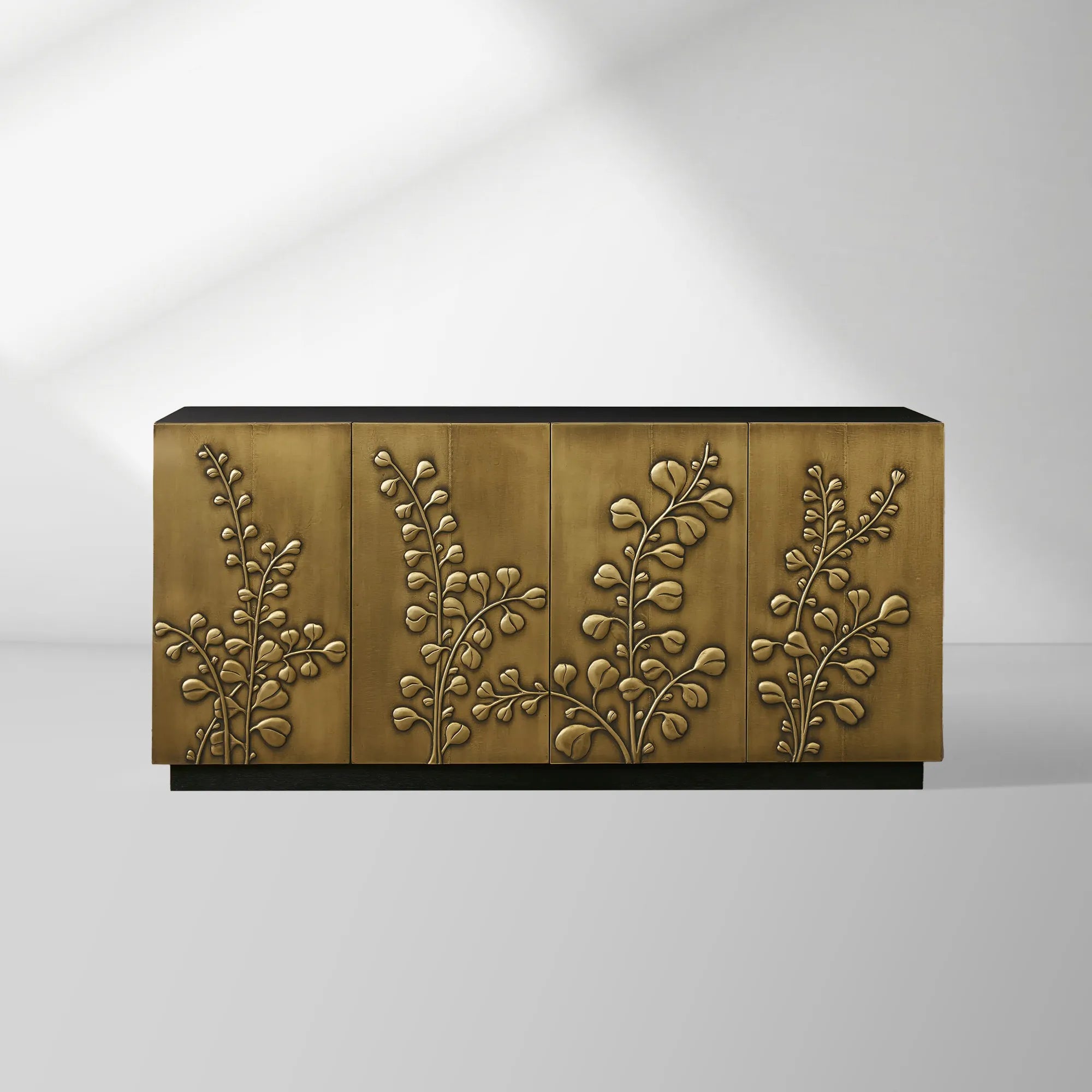 Etasha Wood Sideboard with Brass Panels Media Console TV Cabinet luxury Dining Entryway Buffet Table