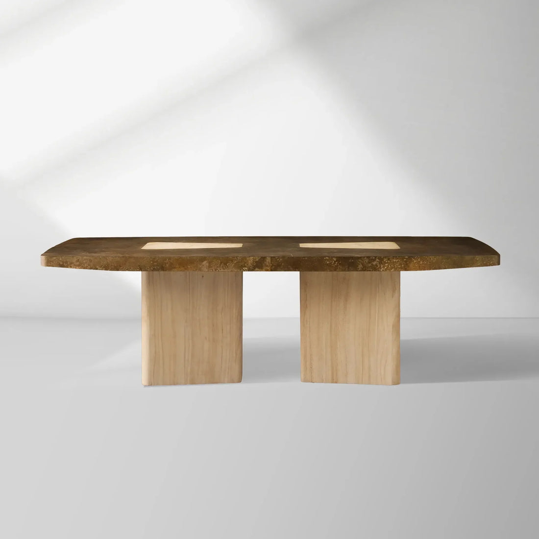 Marea Guanacaste Wood Rectangle Dining Table in Oxidized Aluminum