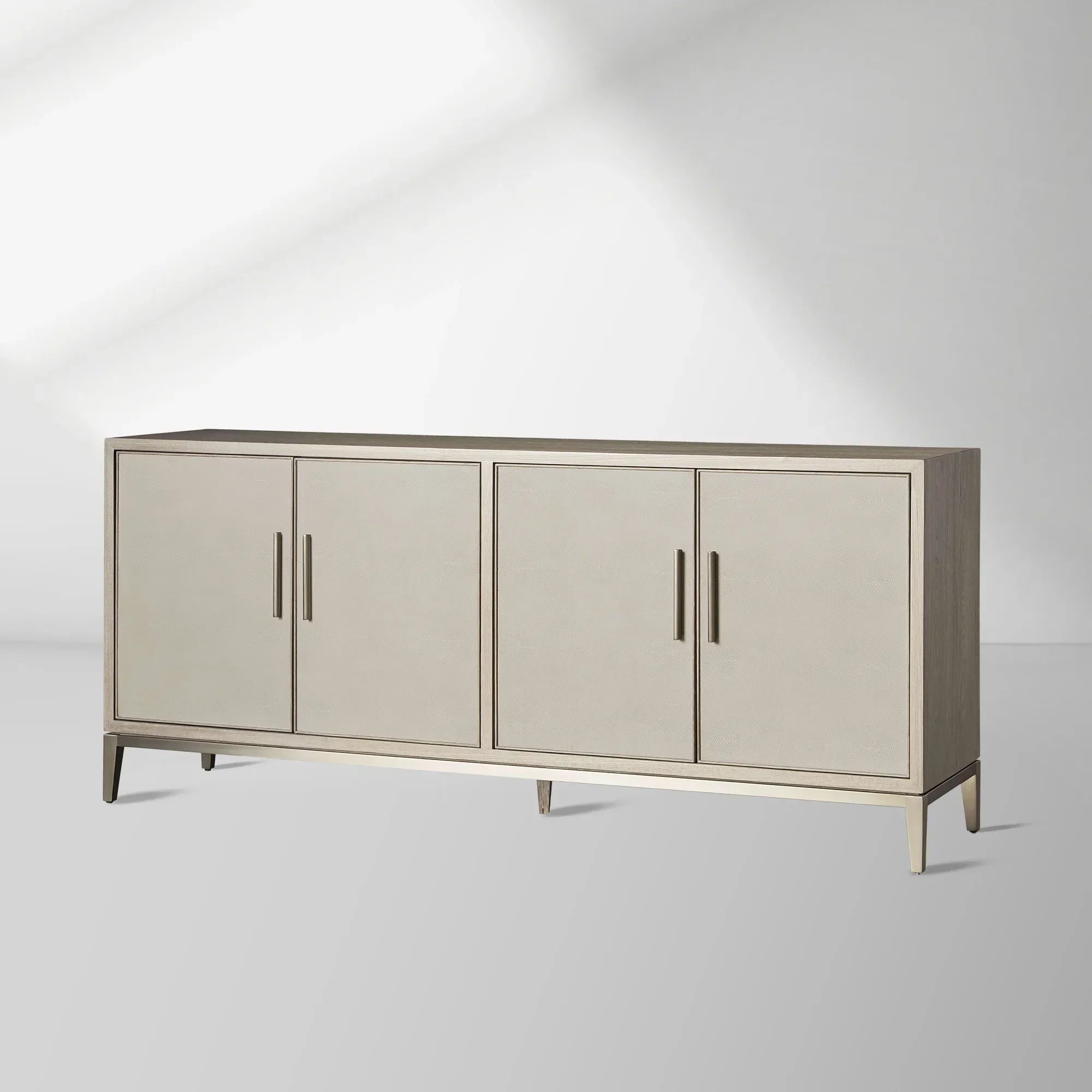 Malone Reconstituted Leather Sideboard Wood Buffet Table Living Room Entryways Cabinet