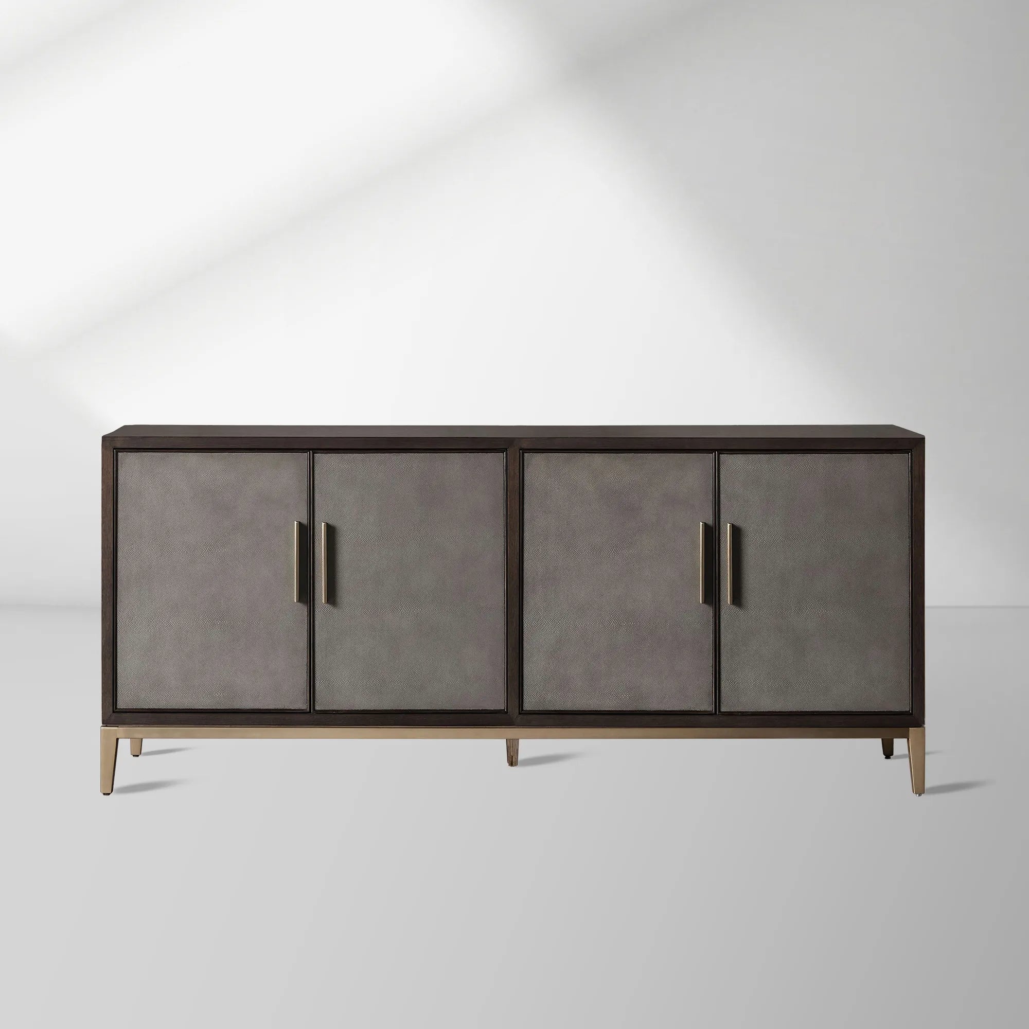 Malone Reconstituted Leather Sideboard Wood Buffet Table Living Room Entryways Cabinet