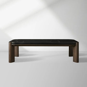 Pyet Marble Coffee Table Oak Wood Base Cocktail Table Elegance Living Room Center Tea Table