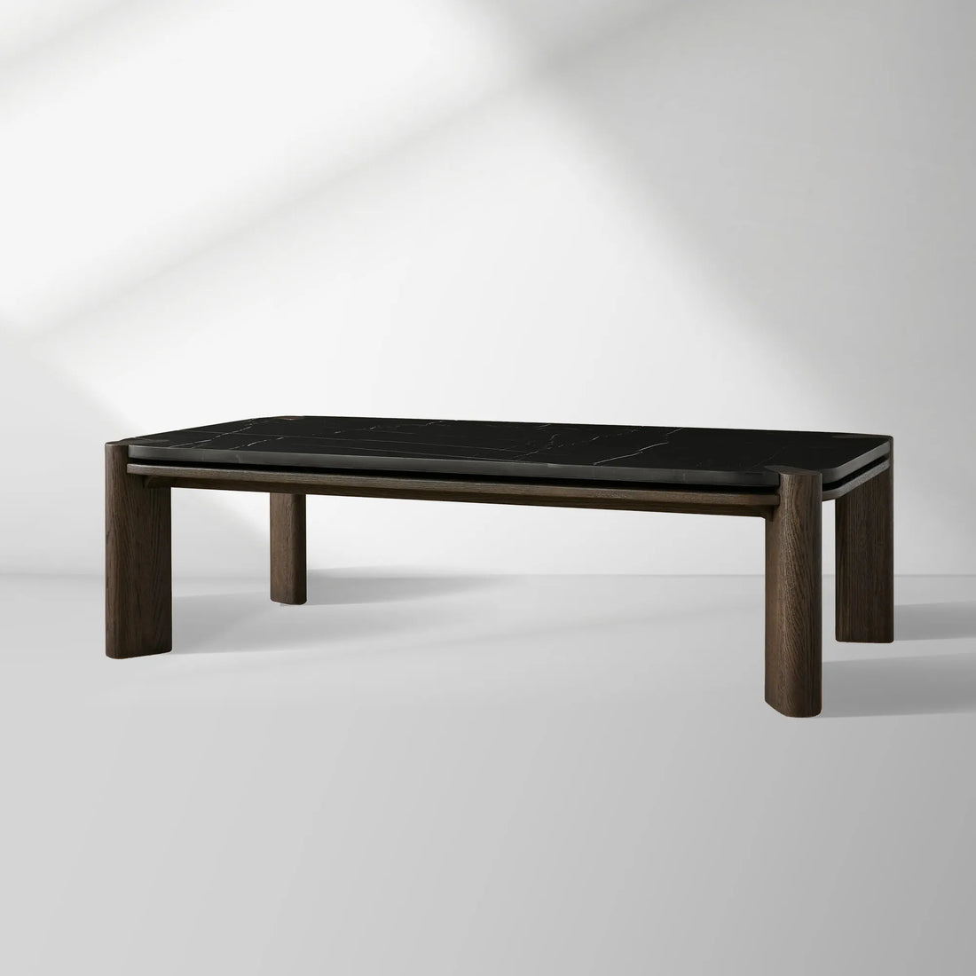 Pyet Marble Coffee Table Oak Wood Base Cocktail Table Elegance Living Room Center Tea Table