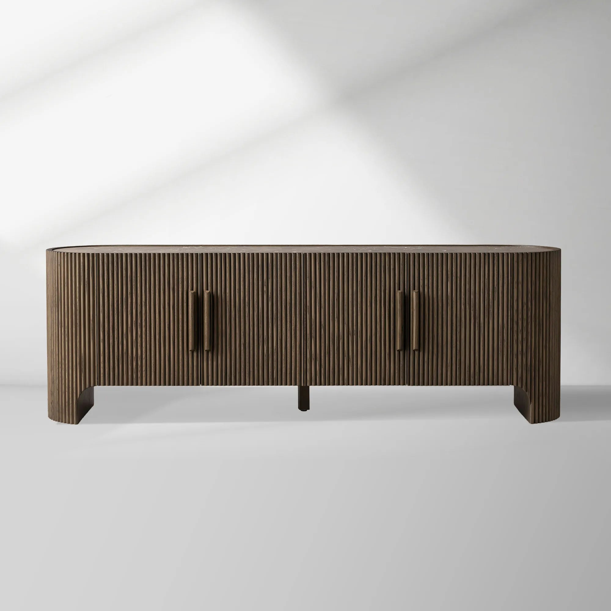 Astor Entryways Storage Sideboard Marble top Cabinet Oak Wood TV Stand Unit