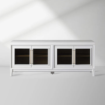 Rowan Wood TV Stand Unit Sideboard with Reeded Glass Doors Entrance Cabinet Media Console