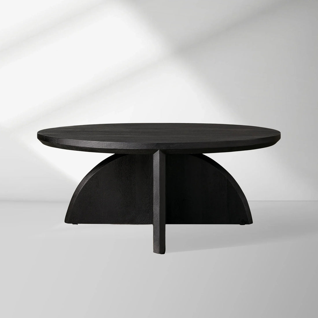 Calderone Round Coffee Table Mango Wood Cocktail Table Modern Sofa Center Tea Table