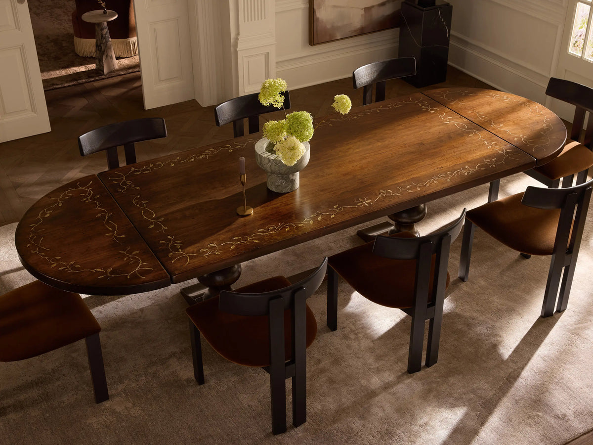 Stefania Oval Wood Extension Dining Table Large Pedestal Table