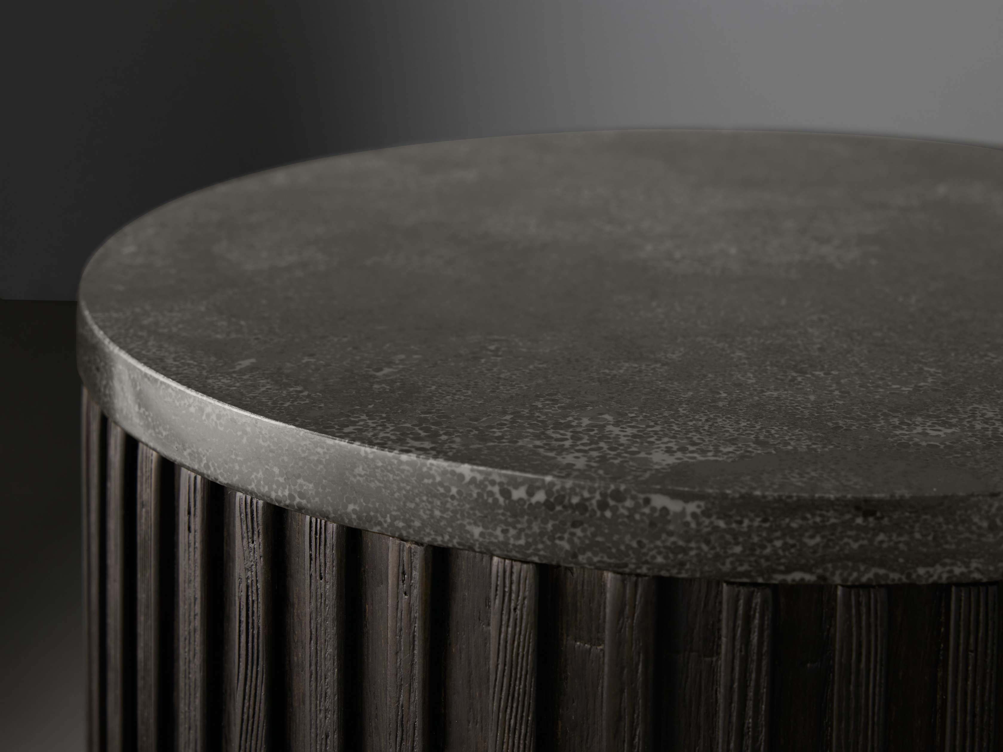 Finnley Stone Top Pedestal End Table Wood Sofa Side Table