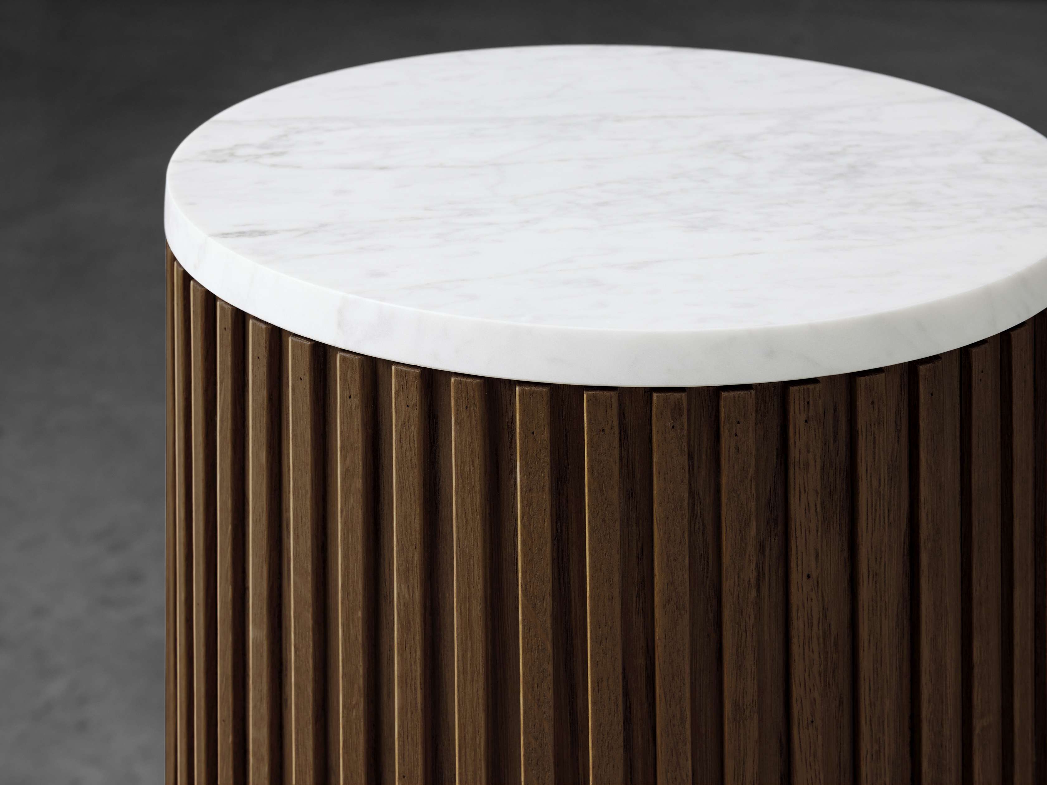 Finnley Stone Top Pedestal End Table Wood Sofa Side Table