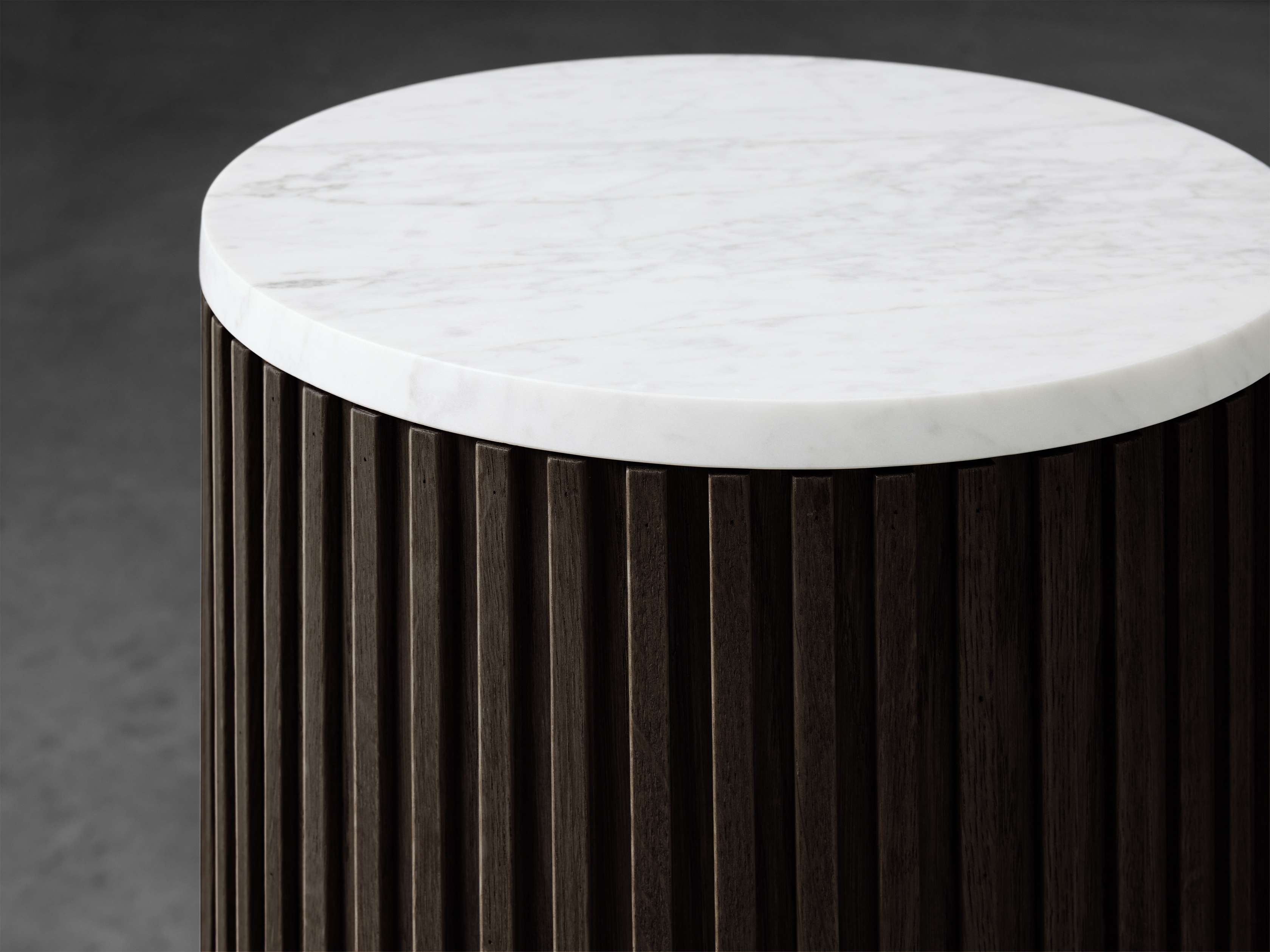 Finnley Stone Top Pedestal End Table Wood Sofa Side Table