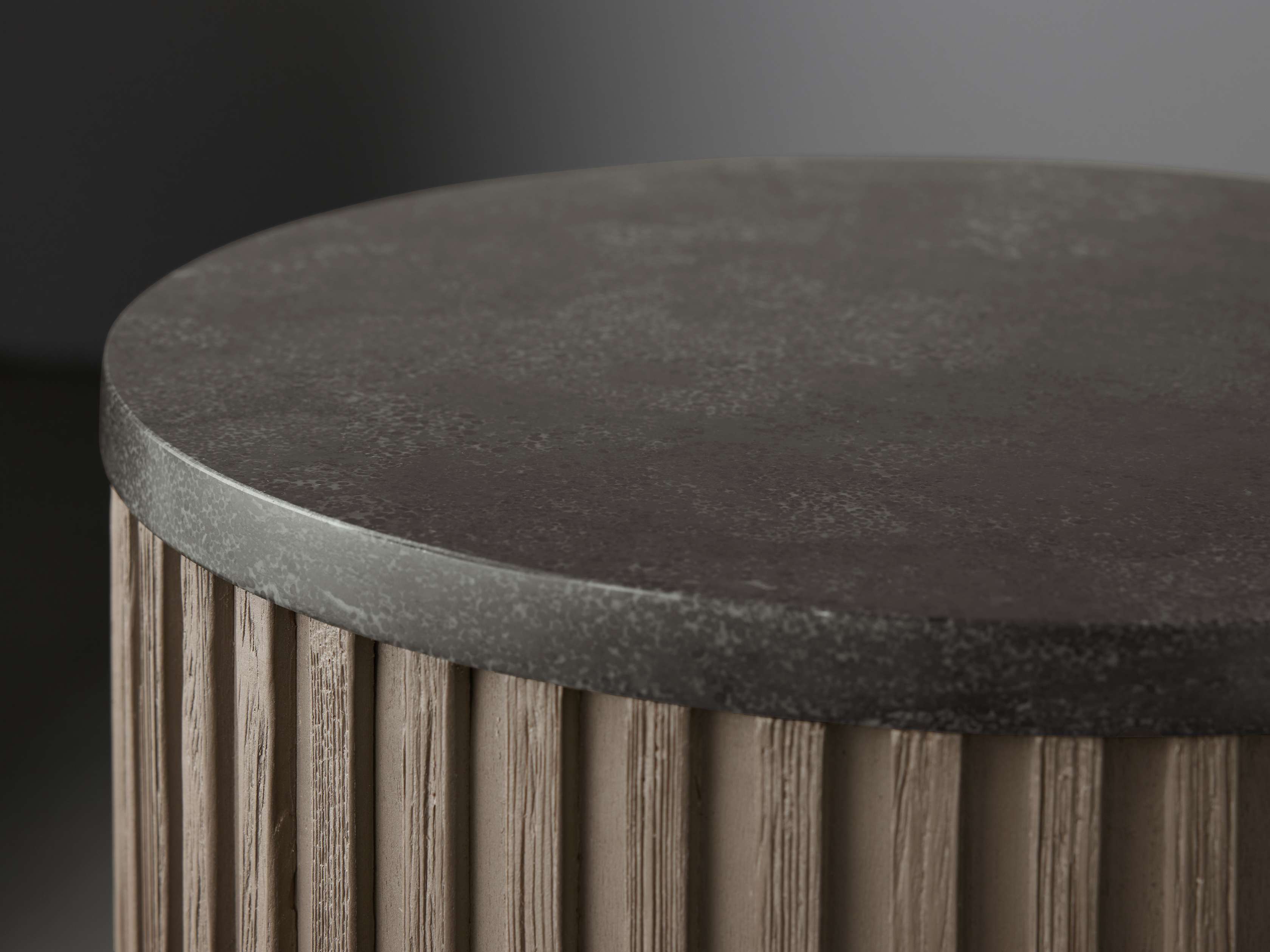Finnley Stone Top Pedestal End Table Wood Sofa Side Table