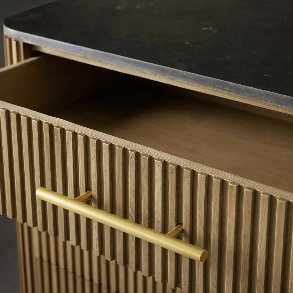 Finnley Wood Eight-Drawer Dresser with Marble or Bluestone Top Rural Chest Of 8 Drawers Cabinet