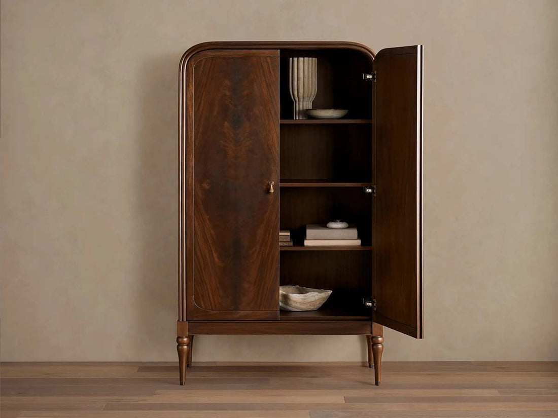 Frances Mahogany Tall Cabinet Vintage Wood Storage Cabinet