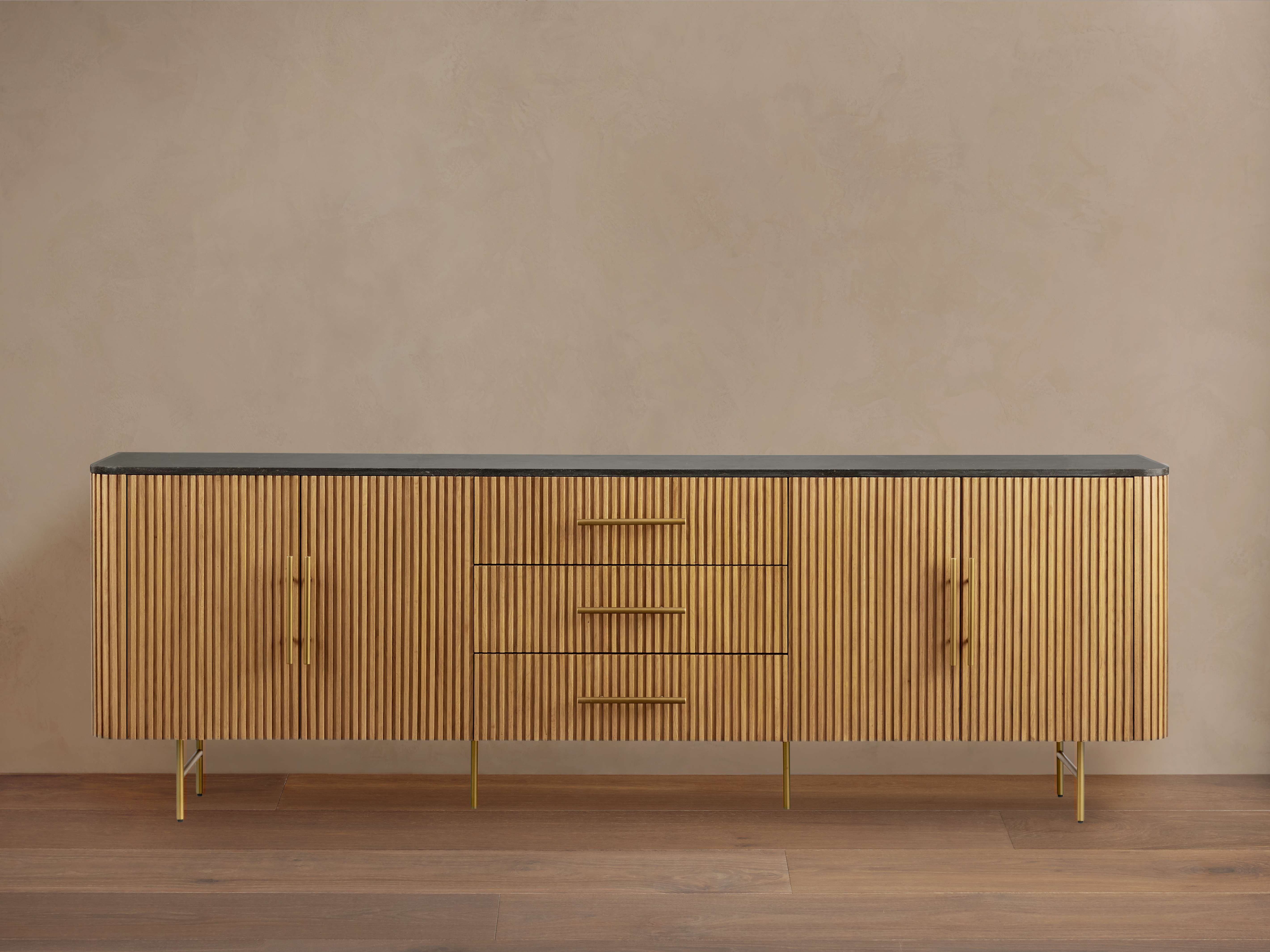 Finnley Sideboard Carrara Marble & Bluestone Top Buffet Cabinet With Drawer