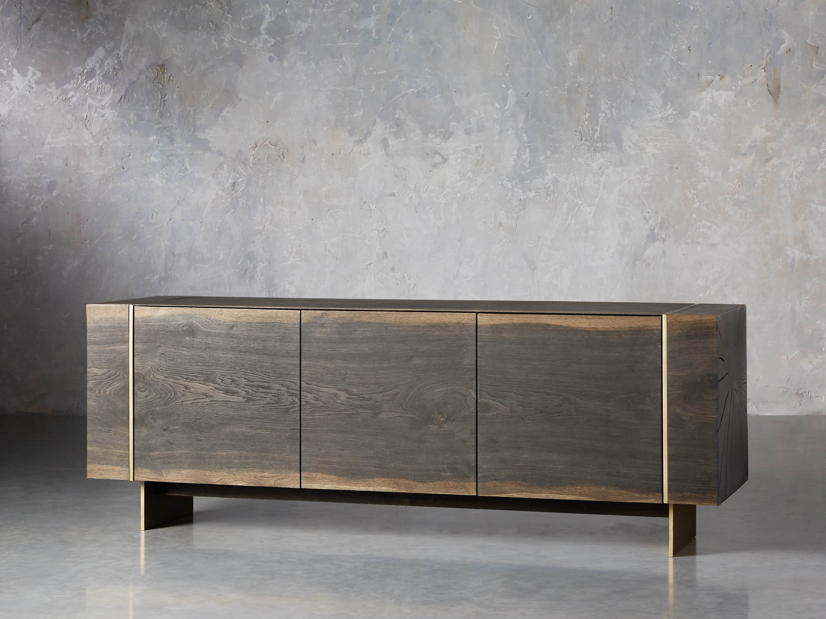 Mihaela Oak Media Console Wood Entertainment Centers Cabinet Retro TV Stands