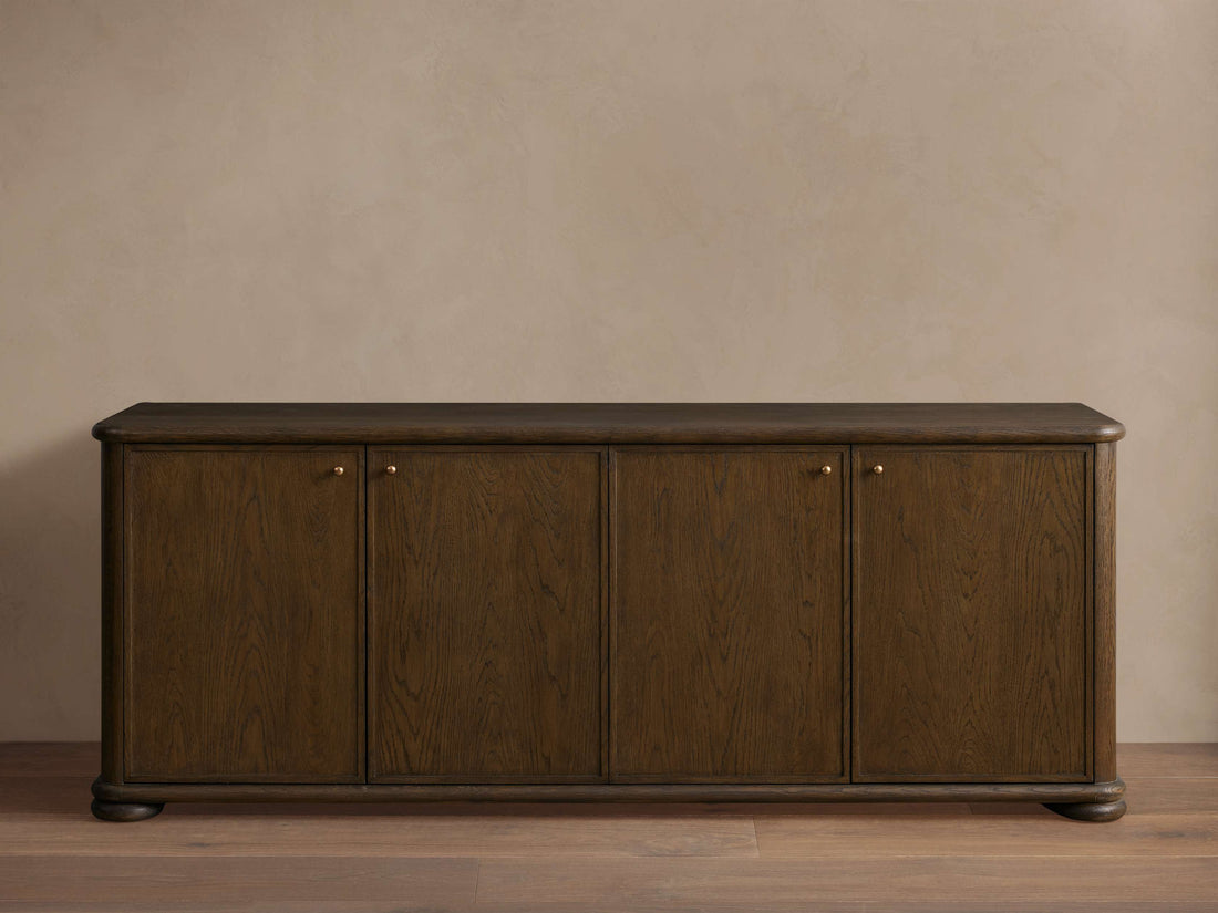 Warby Solid Oak Sideboard Wood buffet Storage Cabinet with Four Doors