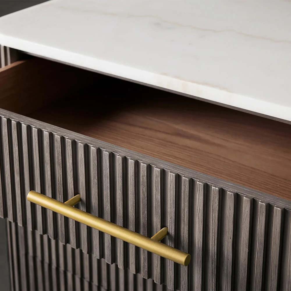 Finnley Wood Eight-Drawer Dresser with Marble or Bluestone Top Rural Chest Of 8 Drawers Cabinet