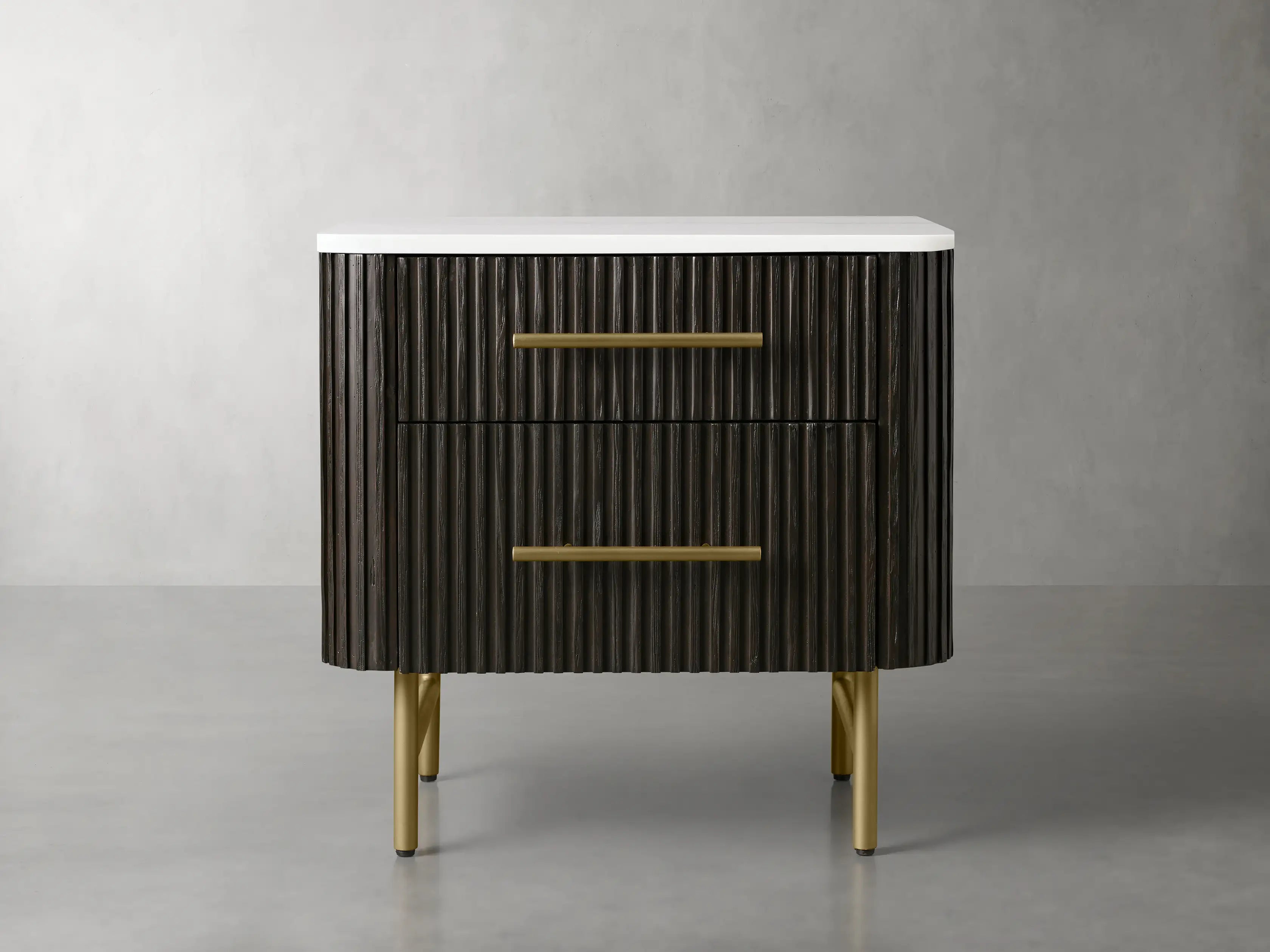 Finnley Closed Nightstand Solid Wood 2 Drawer Bedside Table for Modern Bedroom