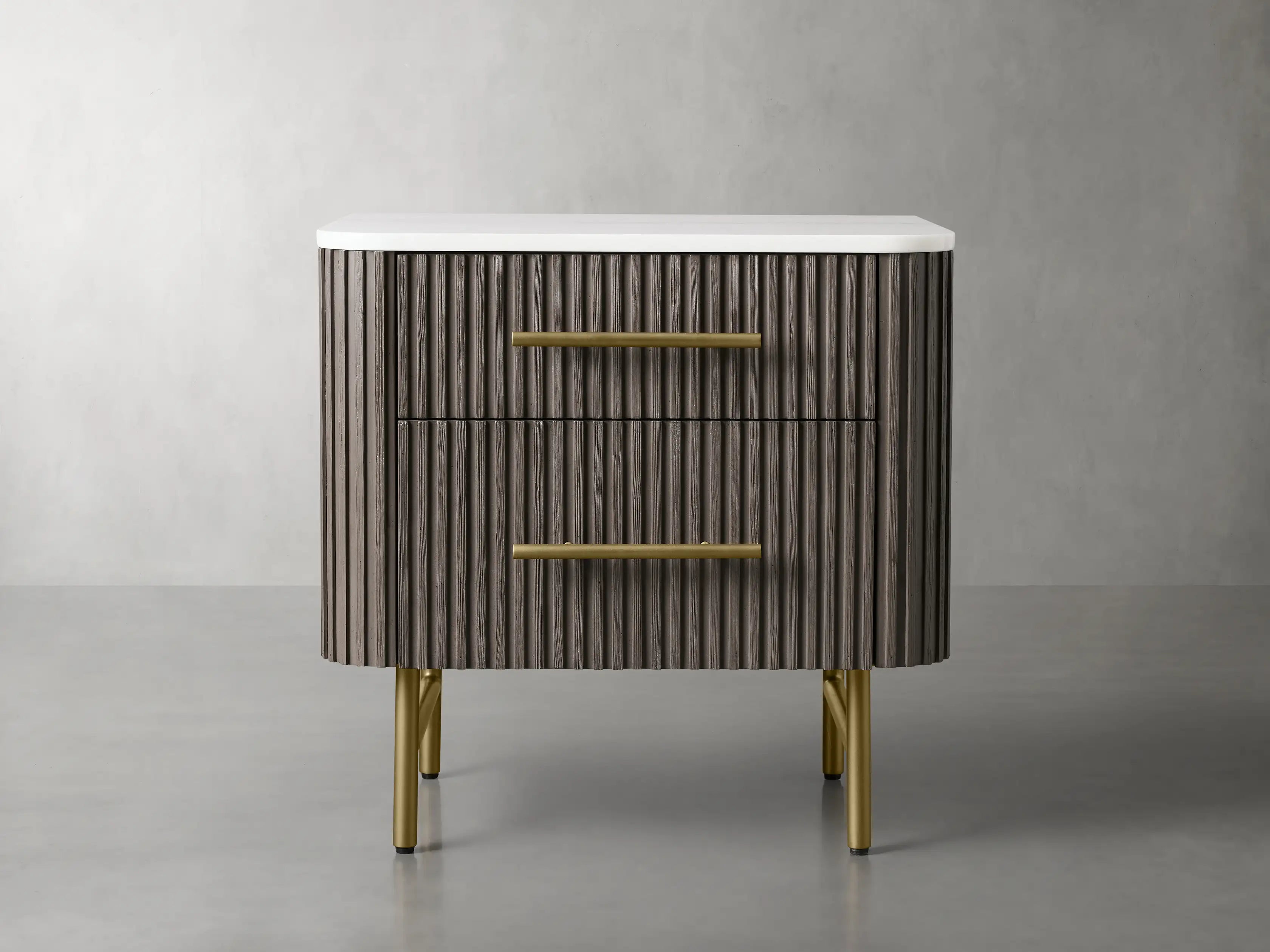 Finnley Closed Nightstand Solid Wood 2 Drawer Bedside Table for Modern Bedroom