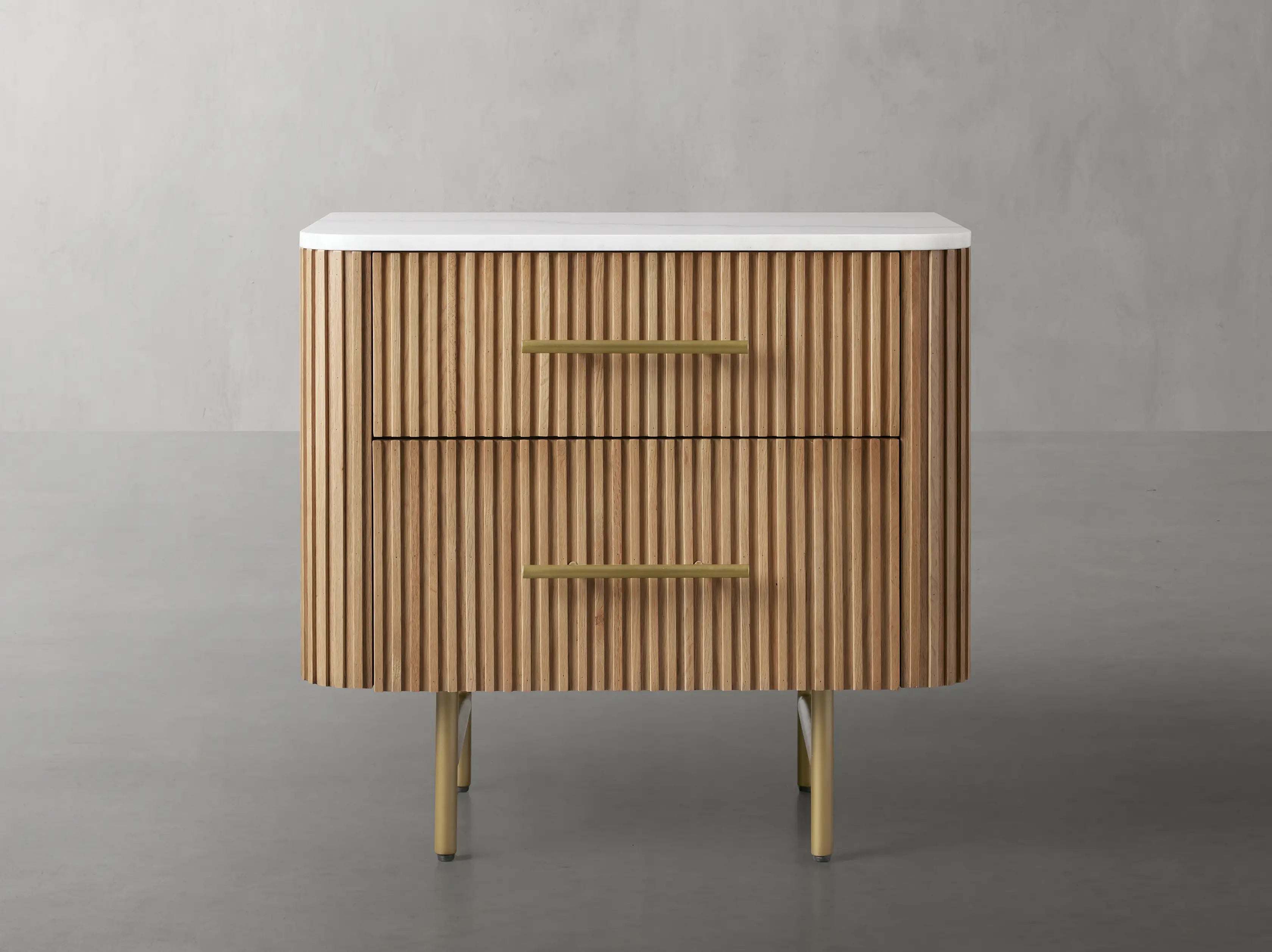 Finnley Closed Nightstand Solid Wood 2 Drawer Bedside Table for Modern Bedroom