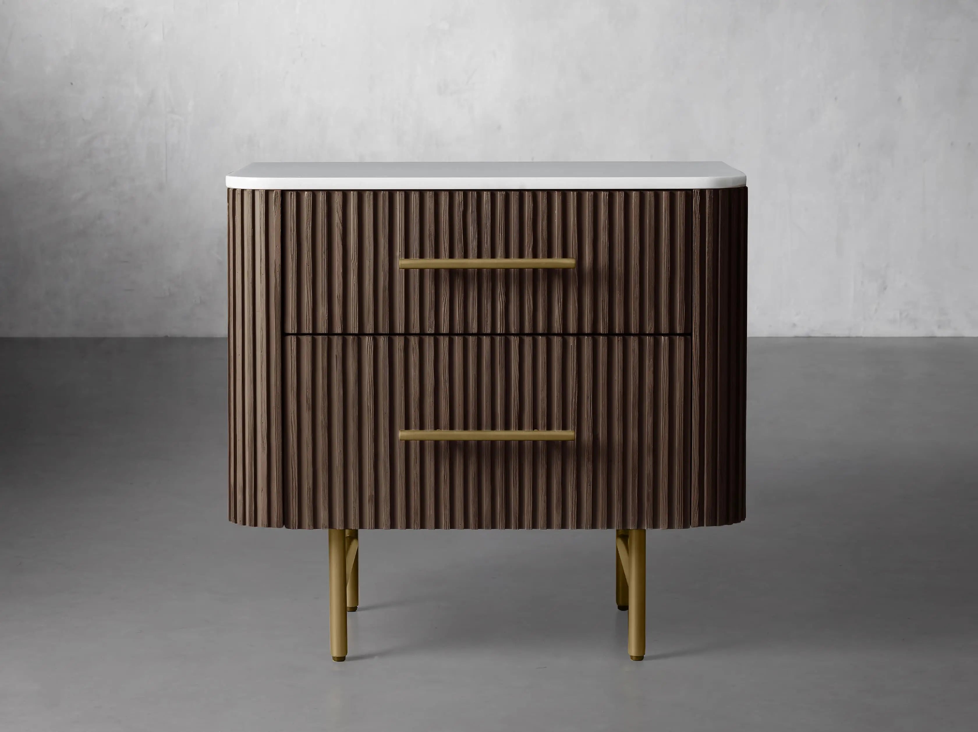 Finnley Closed Nightstand Solid Wood 2 Drawer Bedside Table for Modern Bedroom