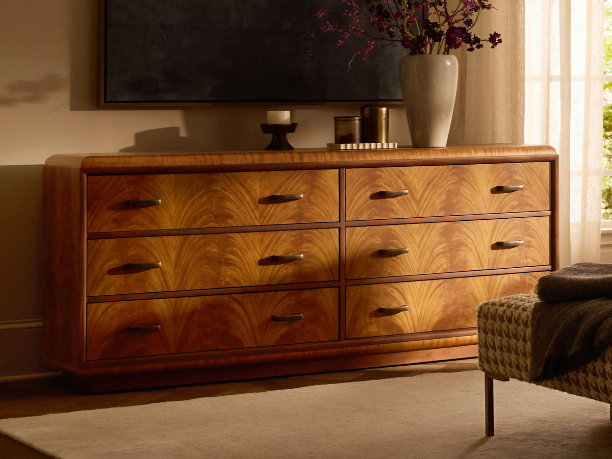 Palma Wide Wood Dresser 6 Drawer Bedroom Storage Chest