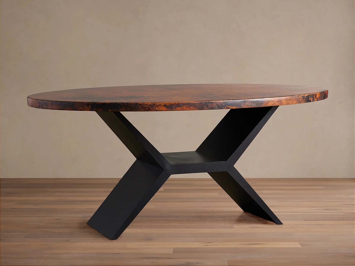Recycled Metal Dining Table With Vertex Iron Base