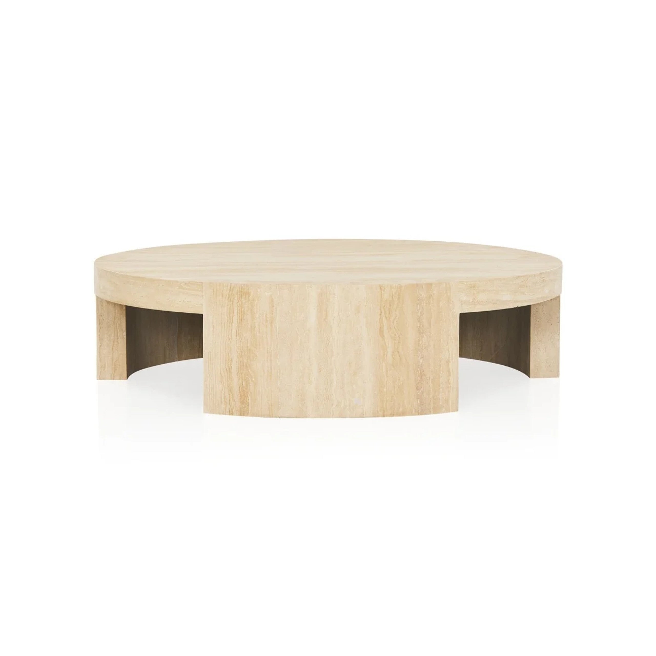 Veneta Round Carrara Marble Coffee Table Living Room Wood Center Tea Table